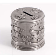 Round Pewter Stork Money Bank